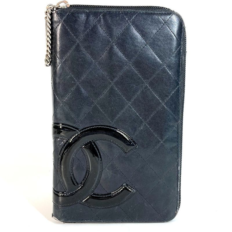Chanel Long Wallet CC Coco Mark Travel Case Logo A26710 Leather Black