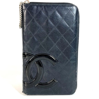 Chanel Long Wallet CC Coco Mark Travel Case Logo A26710 Leather Black