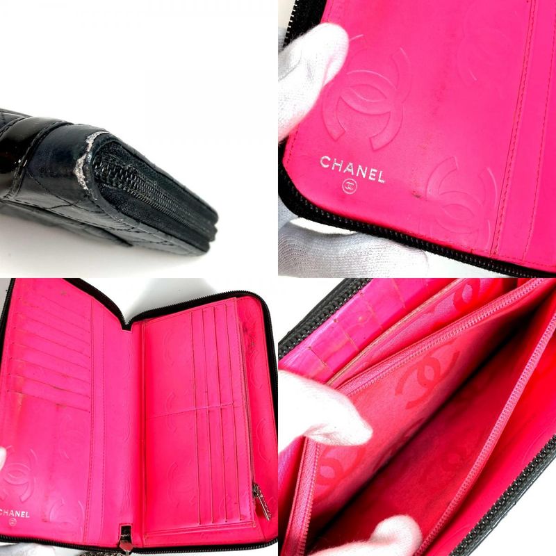 Chanel Long Wallet CC Coco Mark Travel Case Logo A26710 Leather Black