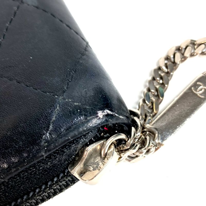 Chanel Long Wallet CC Coco Mark Travel Case Logo A26710 Leather Black