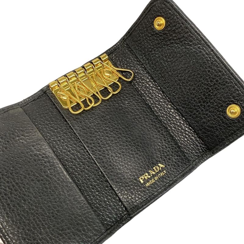 Prada Key Case - Black 6 Hooks Leather