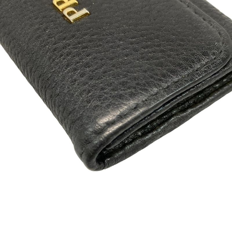 Prada Key Case - Black 6 Hooks Leather