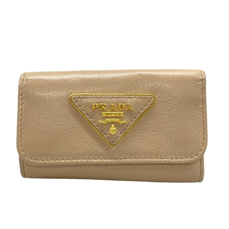 Prada Key Case - 1pg222 Pink Beige 6 Hooks Leather