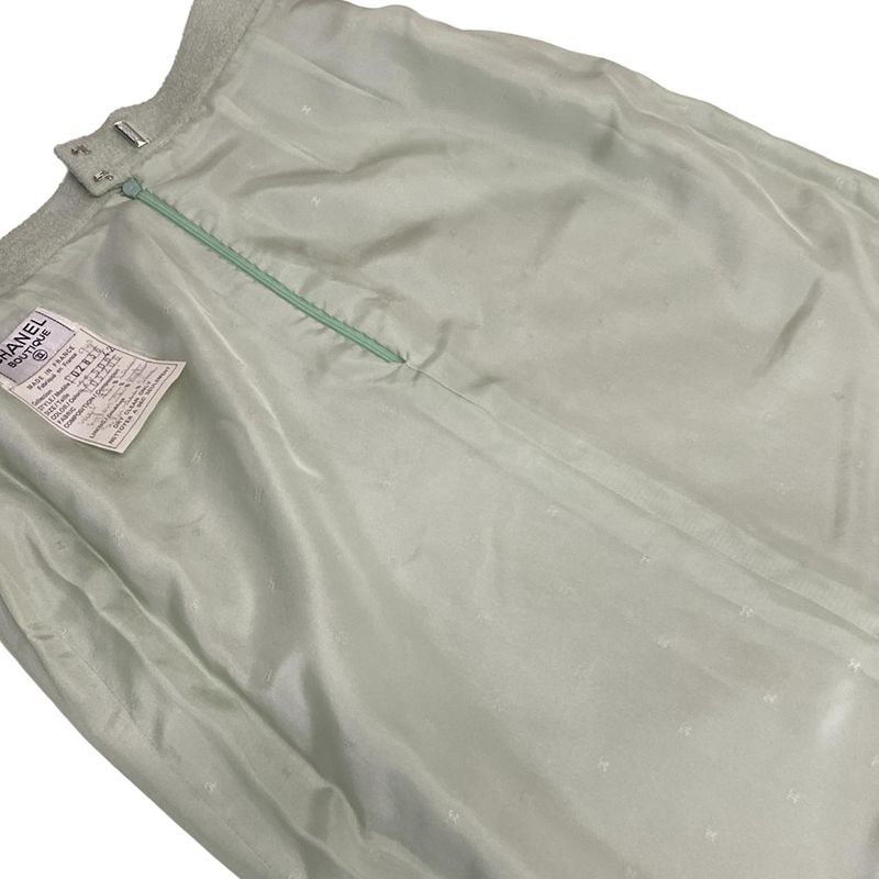 Chanel Skirt Suit Size 42 L Women's Excellent Condition P02836 Light Green Long