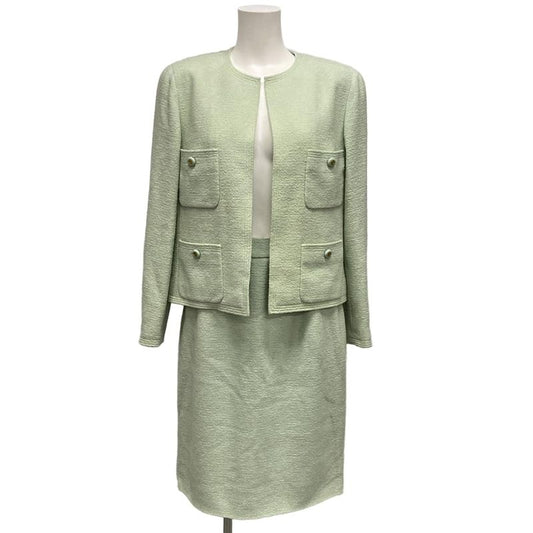 Chanel Skirt Suit Size 42 L Women's Excellent Condition P02836 Light Green Long