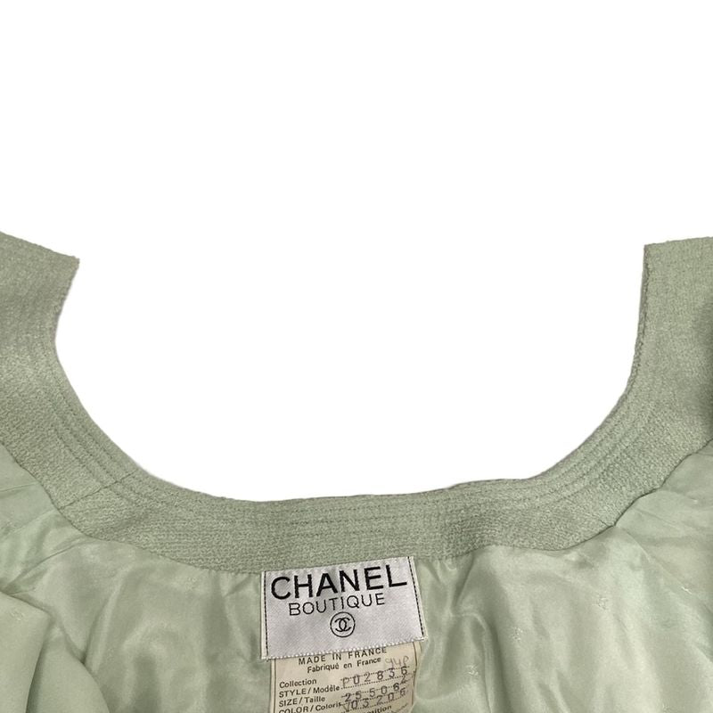 Chanel Skirt Suit Size 42 L Women's Excellent Condition P02836 Light Green Long