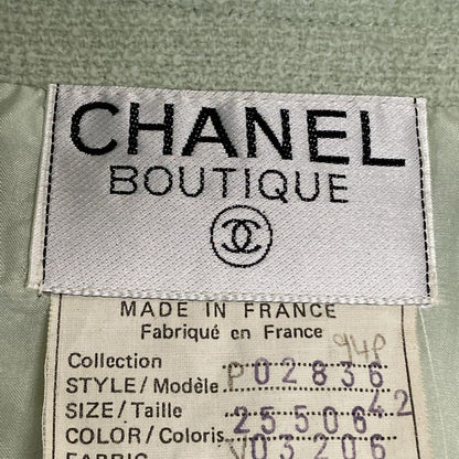 Chanel Skirt Suit Size 42 L Women's Excellent Condition P02836 Light Green Long
