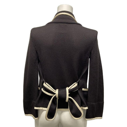 Chanel Jacket Size 34 S Women's Excellent Condition P28058 Dark Brown and Ivory