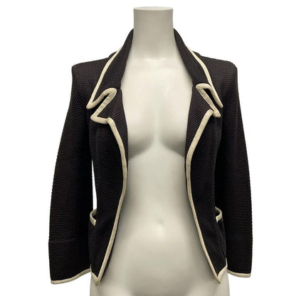 Chanel Jacket Size 34 S Women's Excellent Condition P28058 Dark Brown and Ivory