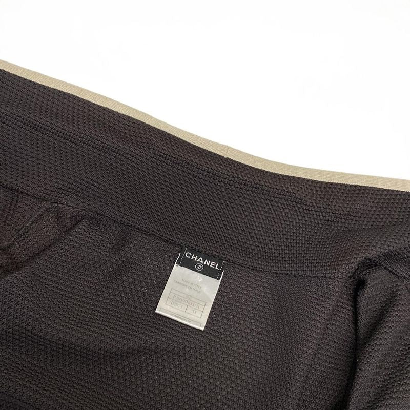 Chanel Jacket Size 34 S Women's Excellent Condition P28058 Dark Brown and Ivory