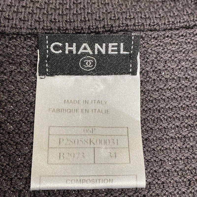 Chanel Jacket Size 34 S Women's Excellent Condition P28058 Dark Brown and Ivory