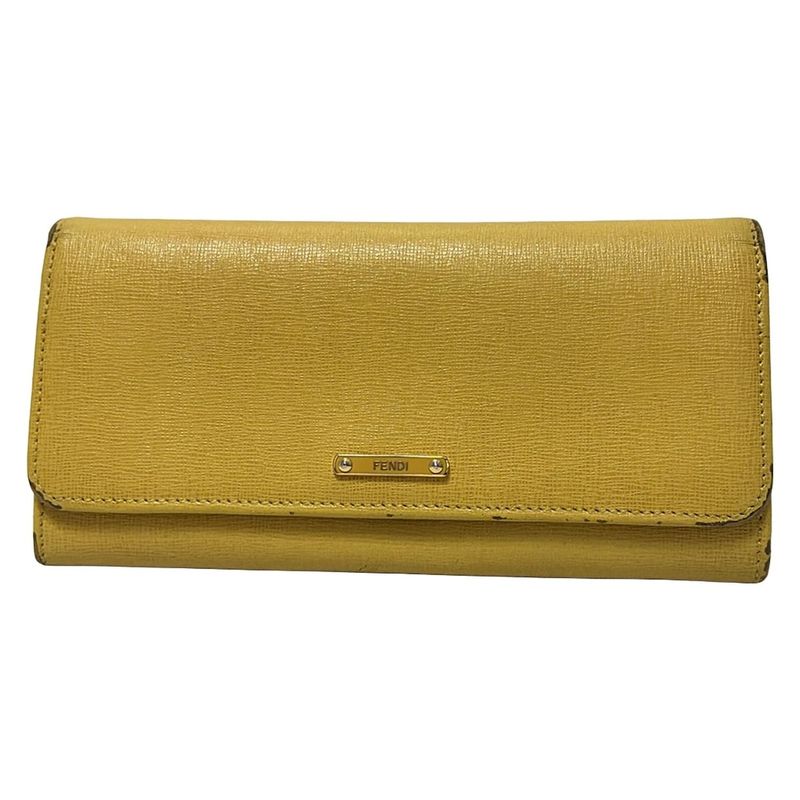 Fendi Long Wallet Cles Jons 8m0251 Yellow Leather