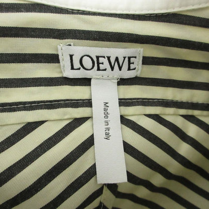 Good Loewe Striped Long Sleeve Shirt Dress 34 Gray White Ladies Preowned USED