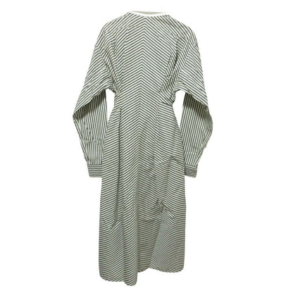 Good Loewe Striped Long Sleeve Shirt Dress 34 Gray White Ladies Preowned USED