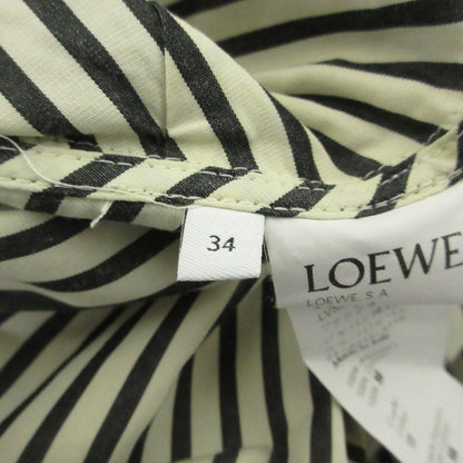 Good Loewe Striped Long Sleeve Shirt Dress 34 Gray White Ladies Preowned USED