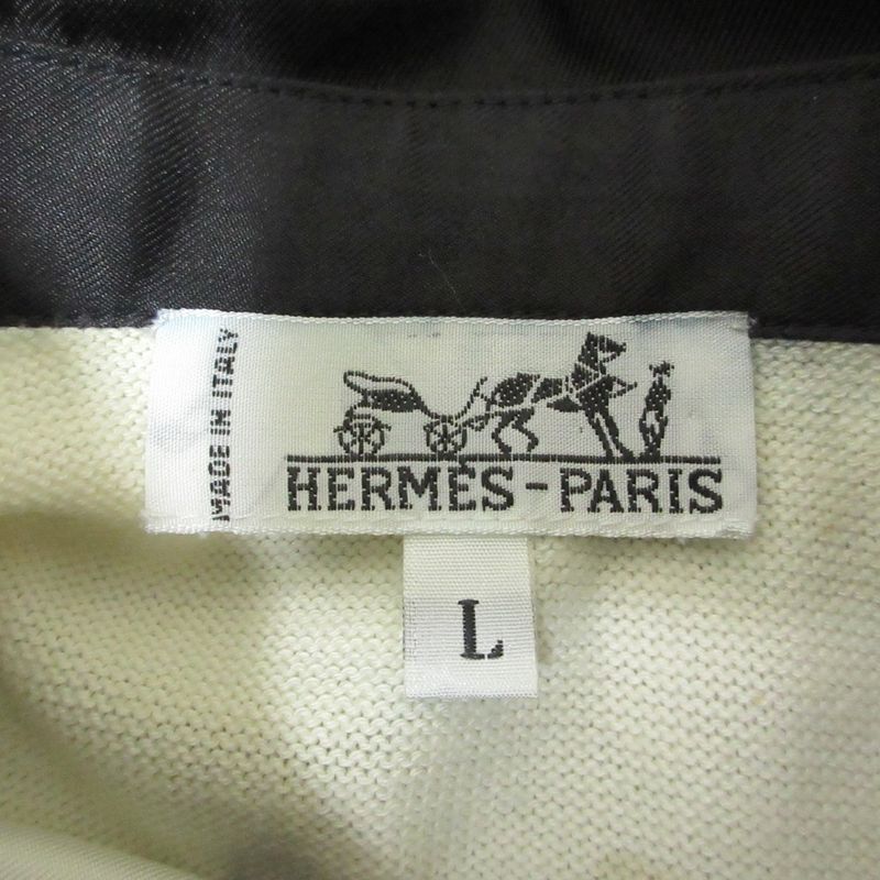 Cleaned Hermes Brides DE GALA Twill Raine Half Sleeve Polo Shirt L White Black