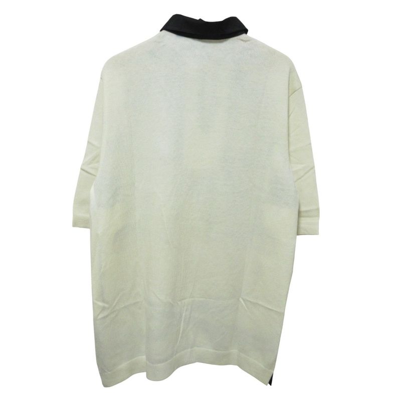 Cleaned Hermes Brides DE GALA Twill Raine Half Sleeve Polo Shirt L White Black