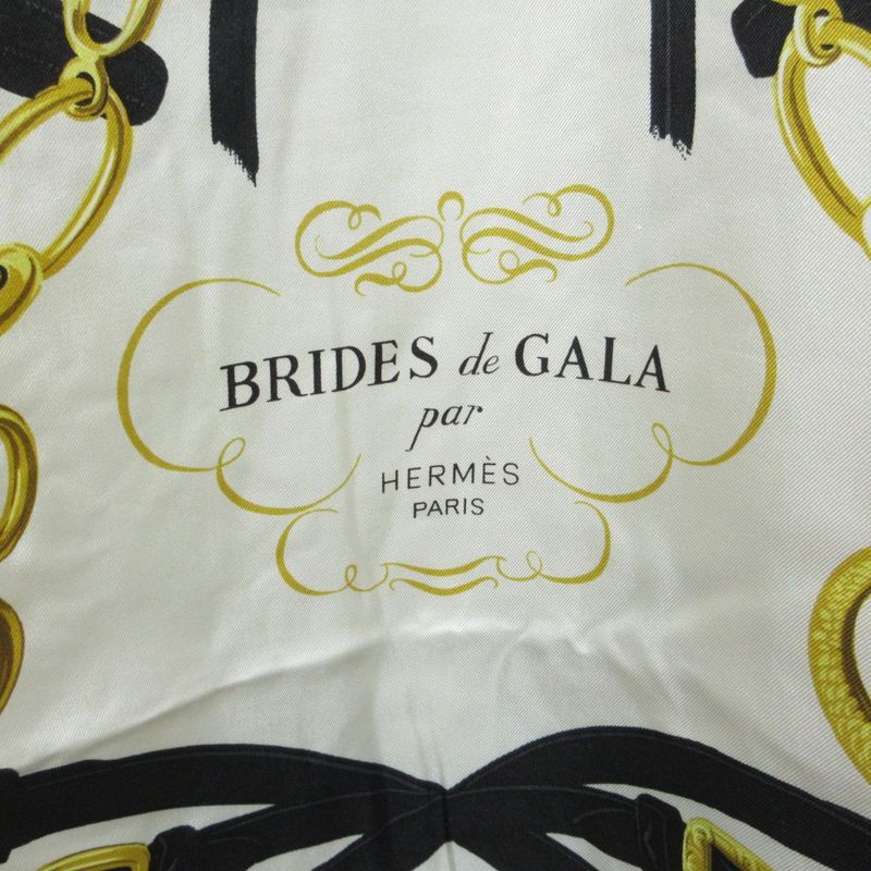 Cleaned Hermes Brides DE GALA Twill Raine Half Sleeve Polo Shirt L White Black