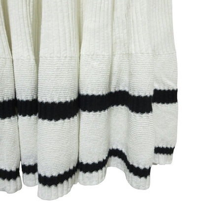 Cleaned Chanel Wide Rib Sleeveless Knee Length Knit Dress P60480 34 White