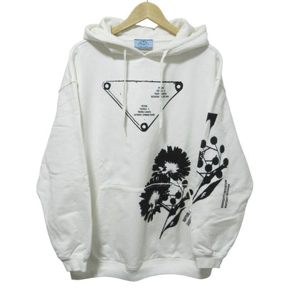 Cleaned Prada Raf Simons Graphic Print Oversized Sweatshirt Hoodie S White