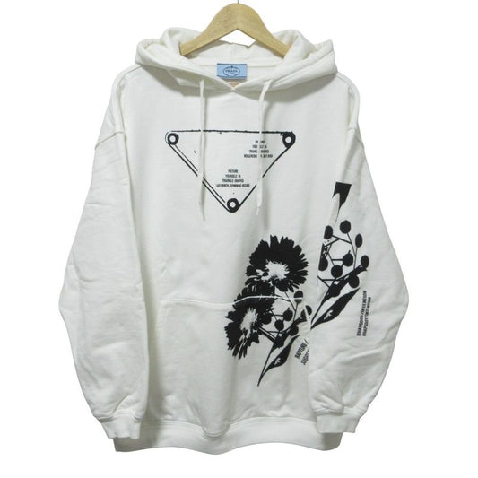 Cleaned Prada Raf Simons Graphic Print Oversized Sweatshirt Hoodie S White