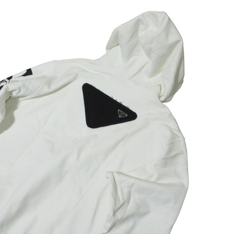 Cleaned Prada Raf Simons Graphic Print Oversized Sweatshirt Hoodie S White