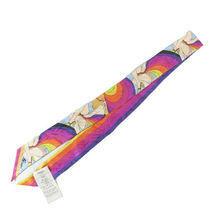 Fendi Lappy Scarf Bandeau Ribbon Reversible 100% Silk Logo Jacquard Fxt011 AJWB