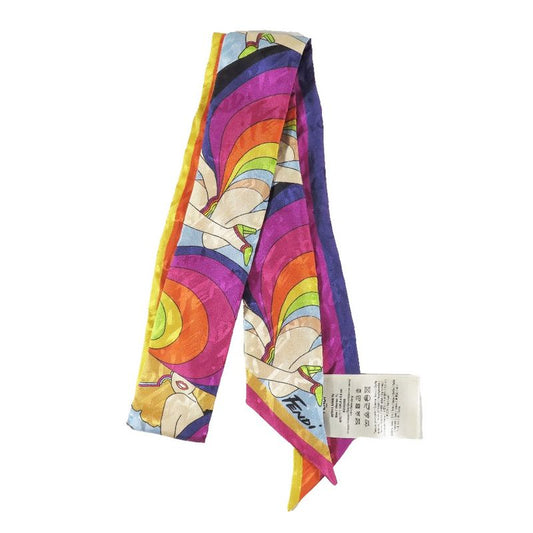 Fendi Lappy Scarf Bandeau Ribbon Reversible 100% Silk Logo Jacquard Fxt011 AJWB