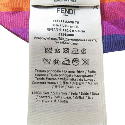 Fendi Lappy Scarf Bandeau Ribbon Reversible 100% Silk Logo Jacquard Fxt011 AJWB
