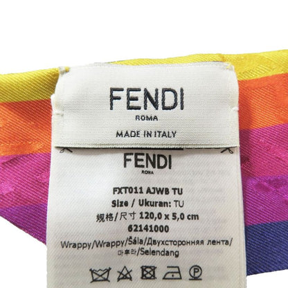 Fendi Lappy Scarf Bandeau Ribbon Reversible 100% Silk Logo Jacquard Fxt011 AJWB