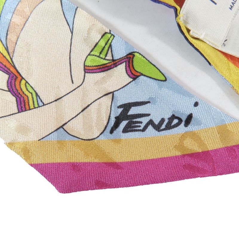 Fendi Lappy Scarf Bandeau Ribbon Reversible 100% Silk Logo Jacquard Fxt011 AJWB