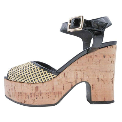 Frendi Fendi Cork Sole Thick Sole Strap Sandals Shoes Enamel 35.5 22.5cm