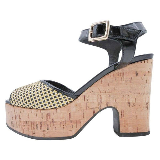 Frendi Fendi Cork Sole Thick Sole Strap Sandals Shoes Enamel 35.5 22.5cm