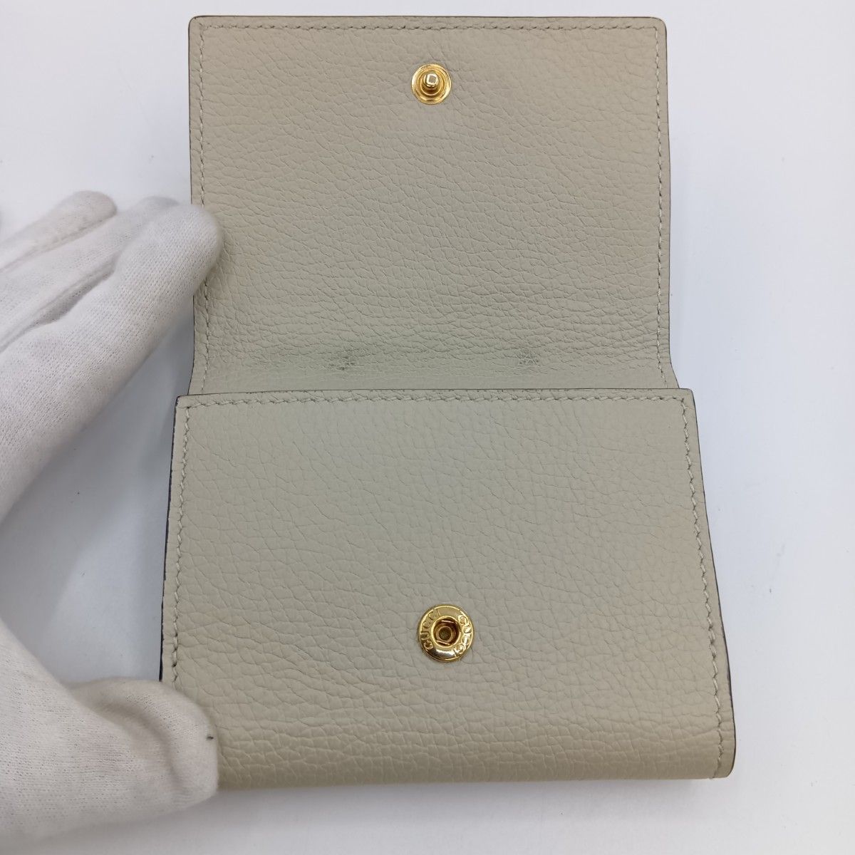 Gucci Embossed Logo Mini Wallet Trifold Wallet 731694 Ivory