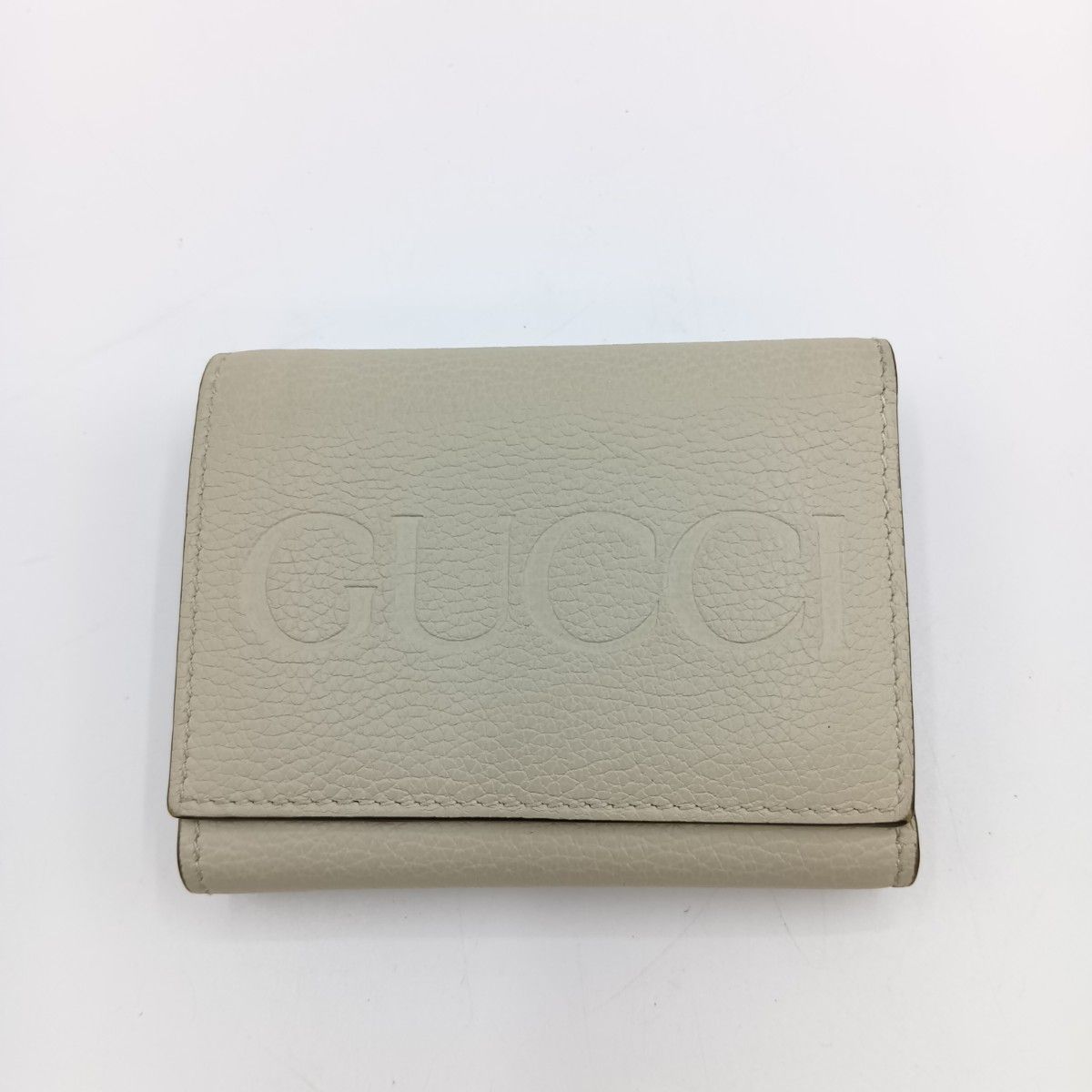 Gucci Embossed Logo Mini Wallet Trifold Wallet 731694 Ivory