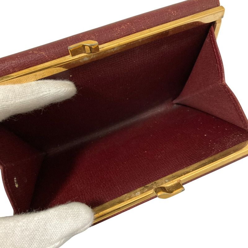 Cartier Must Line Leather Trifold Wallet Compact Wallet Bordeaux Ladies