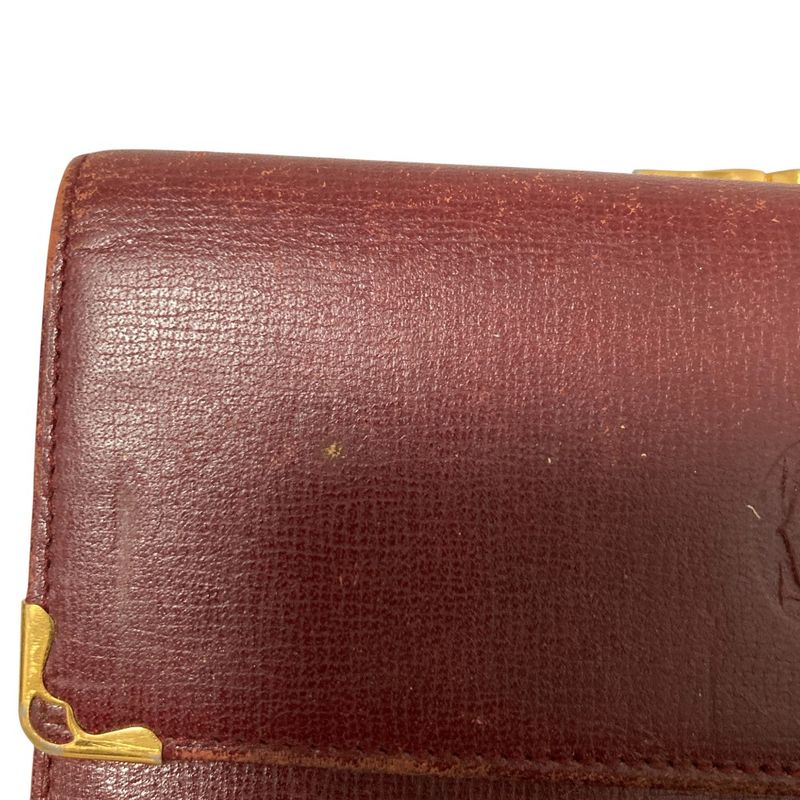 Cartier Must Line Leather Trifold Wallet Compact Wallet Bordeaux Ladies