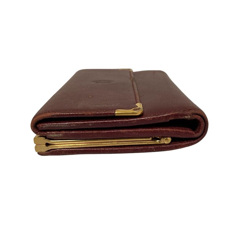 Cartier Must Line Leather Trifold Wallet Compact Wallet Bordeaux Ladies