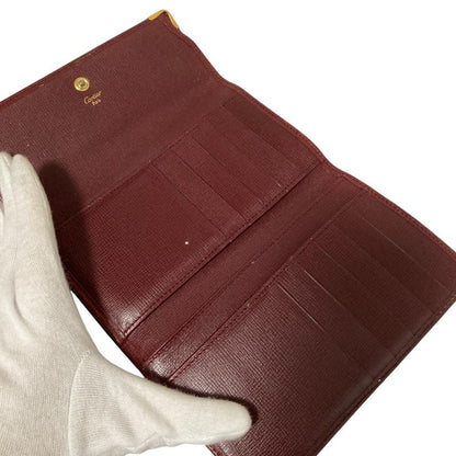 Cartier Must Line Leather Trifold Wallet Compact Wallet Bordeaux Ladies