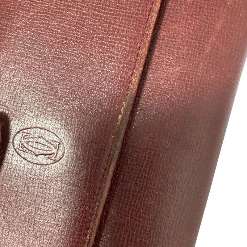 Cartier Must Line Leather Trifold Wallet Compact Wallet Bordeaux Ladies