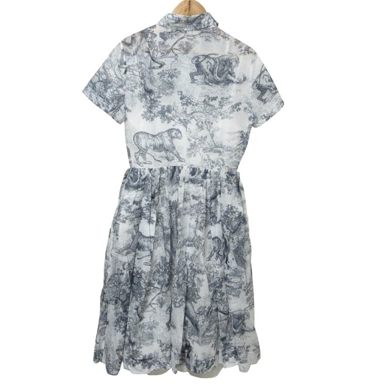 Cleaned Christian DIOR Toile De Jouy Shirt Dress 221r81a3802 34 Navy Ladies