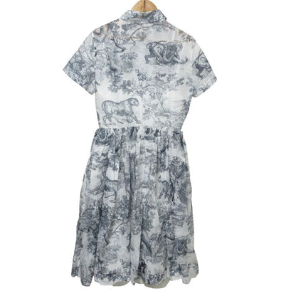 Cleaned Christian DIOR Toile De Jouy Shirt Dress 221r81a3802 34 Navy Ladies