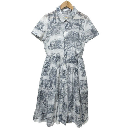 Cleaned Christian DIOR Toile De Jouy Shirt Dress 221r81a3802 34 Navy Ladies