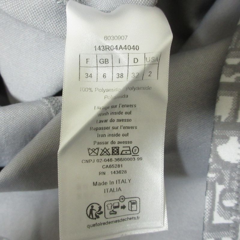 Cleaned Christian DIOR Oblique Sleeveless Dress 143r04a4040 Size34 Gray Women's