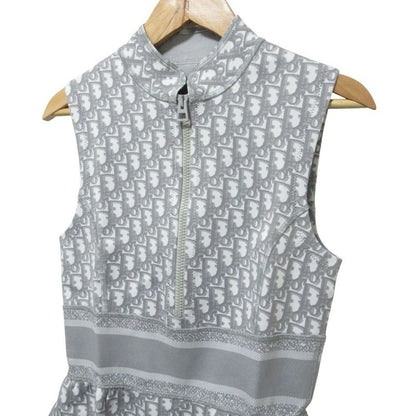 Cleaned Christian DIOR Oblique Sleeveless Dress 143r04a4040 Size34 Gray Women's