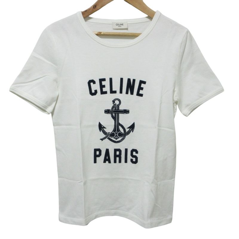 Good Celine Anchor Logo Print T-shirt Cut And Sewn XS White Women's Used