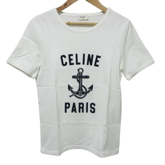 Good Celine Anchor Logo Print T-shirt Cut And Sewn XS White Women's Used