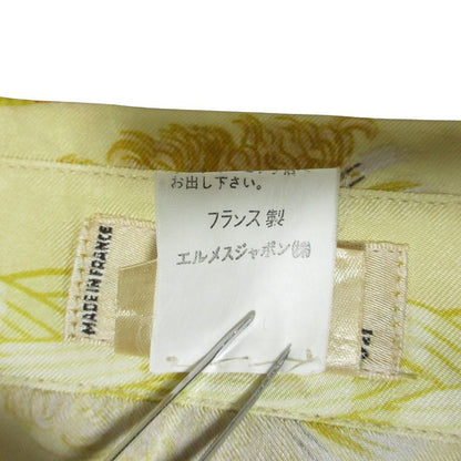 Cleaned Hermes Couveed'hermes Long Sleeve Silk Shirt Blouse 44 Cream Yellow