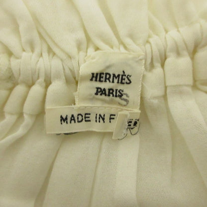 Cleaned Hermes Gathered Collar Embroidery Key Motif Blouse 36 White Women Used