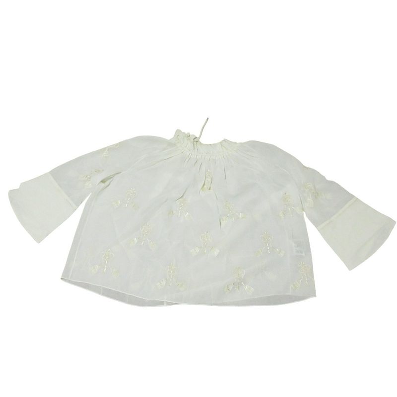 Cleaned Hermes Gathered Collar Embroidery Key Motif Blouse 36 White Women Used